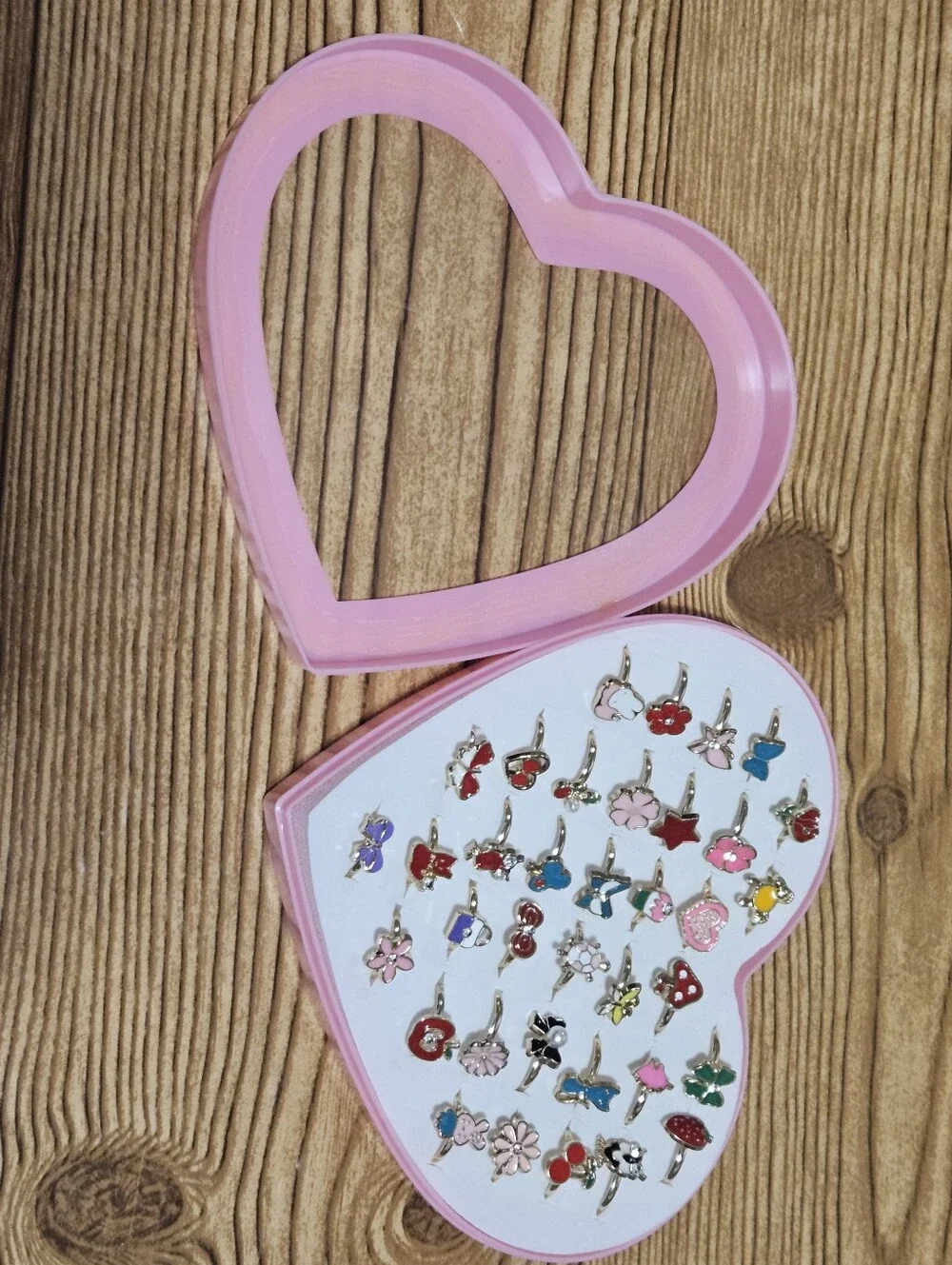 Kids Ring Set 36 Piece Heart Flower Butterfly